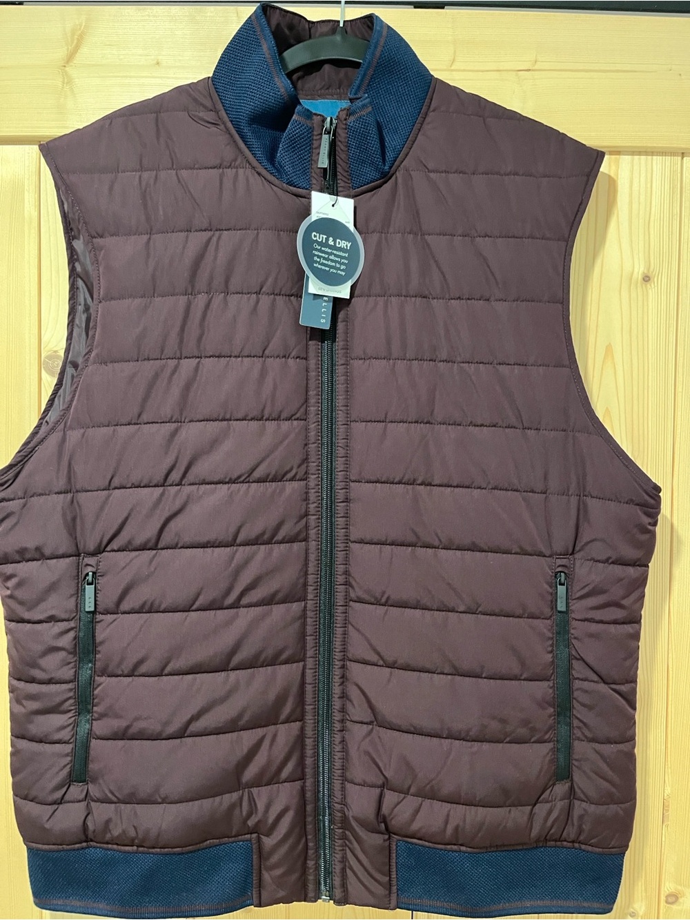 Perry Ellis Men’s XLT Burgundy Blue TrimQuilted Puffer Vest – NWT